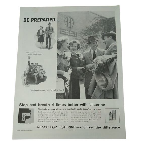 Listerine "Be Prepared Never‎ Know Who You'll Meet" - Vtg 1961 B&W PRINT AD - Picture 10 of 10